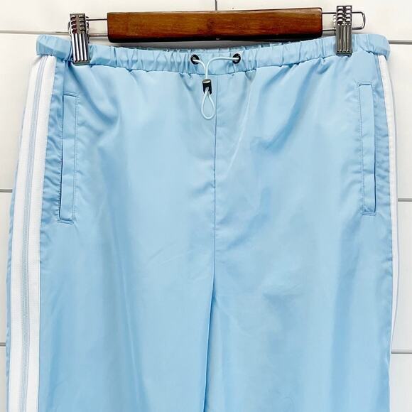 ASOS Womens 6 Track Pants Jogger Light Baby Blue White Stripe Ankle Zip Active - Picture 7 of 9